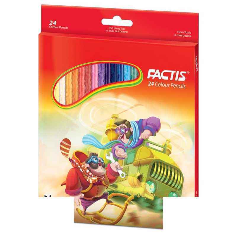 مداد رنگی24رنگ شش گوش جعبه مقوایی فکتیس