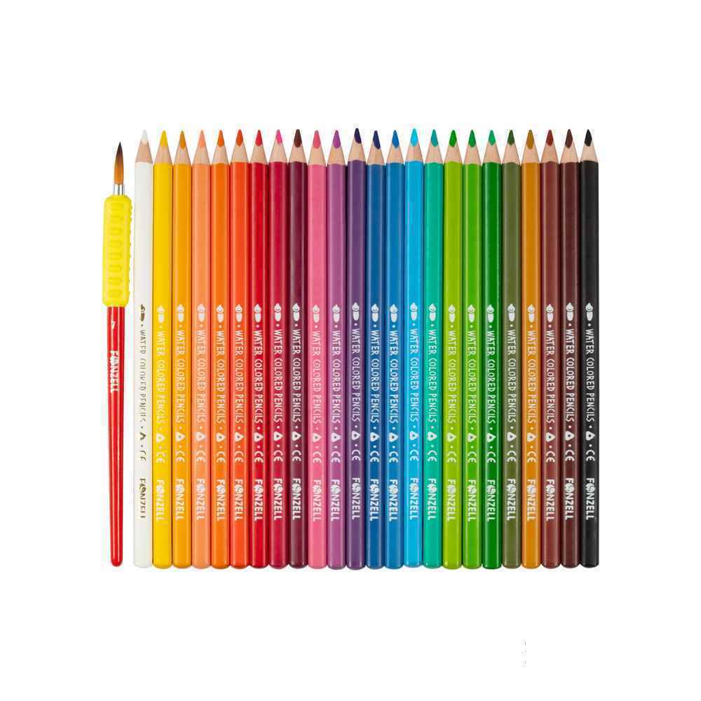 مدادرنگی24رنگ آبرنگی همراه با قلمو قوطی سه گوش طلقی فونزل کد685067-685069